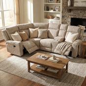 Harper Corner Sofa Recliner Beige - Living Room Furniture Collection image