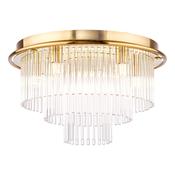 Lukas 6 Light Flush Ceiling Light Antique Gold and Glass image