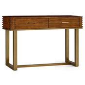 Fern Cottage Reeded 2 Drawer Console Table Walnut and Brass 115cm image