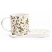 Newgrange Living Floral Rose Mug and Snack Tray Set – Bone China Tea and Coffee Accessories Gift Set image