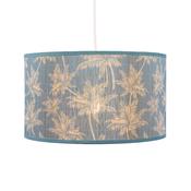 Bambou Drum Pendant Light Shade in Cyan – Bamboo Leaf Design Ceiling Pendant Shade 12 Inch image