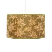 Bambou Drum Pendant Light Shade in Olive – Bamboo Leaf Design 12 Inch image