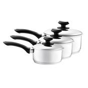 Dexam Supreme Stainless Steel Sauce Pan Set - 3 Piece 16cm, 18cm, 20cm Cookware Pots and Pans Set, Induction Safe image