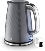 Swan Windsor Cordless Kettle Grey 1.7L Rapid Boil 3kW Textured Finish Kitchen Appliance image
