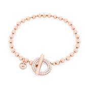 Tipperary Crystal Rose Gold T-Bar Ball Chain Circle Bracelet Jewellery with Crystal Clasp image