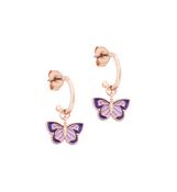 Tipperary Crystal Rose Gold Butterfly Loop Bar Earrings with Purple Enamel Jewellery image