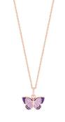 Tipperary Crystal Butterfly Pendant Chain Jewellery in Rose Gold with Purple Enamel Adjustable Chain image