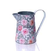 Cottage Garden Decorative Tin Jug with Floral Pattern – Vintage Style Centrepieces Décor (Decorative use only)