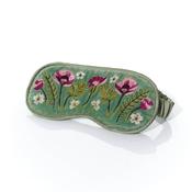 Floral Serenade Flower Velvet Eye Mask – Embroidered Light Green Sleep Mask for Travel, Comfort &amp; Personal Care image