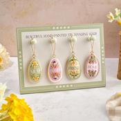 Floral Serenade Flower Egg Shaped Hanger Set with Pastel Designs &amp; Decorative Stand
