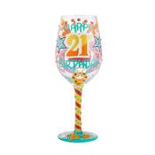 Lolita Happy 21st Birthday Wine Glass – Hand-Painted Gift Boxed for Birthday Celebration image