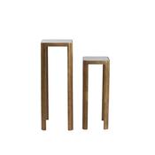 Oxe Set of 2 Pillars in Antique Bronze &amp; Smoked Glass Decorative Display Stands for Modern Interiors