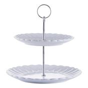 Price &amp; Kensington Luxe 2 Tier Cake Stand White Stoneware Serveware for Afternoon Tea &amp; Desserts image