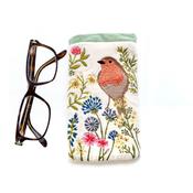 Robin Floral Embroidered Cotton Velvet Glasses Case Soft Protective Pouch General Accessories image