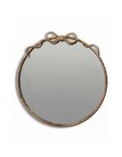 Medium Round Gold Hammered Metal Wall Mirror with Decorative Bow Accent for Living Room &amp; Bedroom image
