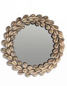 Antique Gold Roman Wreath Leaf Wall Mirror – Elegant Round Decorative Mirror for Living Room &amp; Hallway image