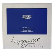 Shudehill Giftware Happy 80th Birthday Picture Frame – Brushed Aluminium Free Standing Photo Frame image