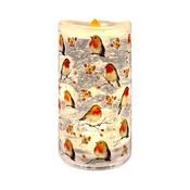 LED Robin Candle Glitter Spinner 15cm image
