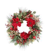 Red Poinsettia Christmas Wreath 60cm image
