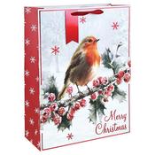 Traditional Robin White Kraft Christmas Gift Bag Extra Large image