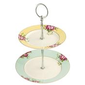 Aynsley Archive Rose 2 Tiered Server – Elegant Fine Bone China Serveware Cake Stand for Afternoon Tea &amp; Occasions image