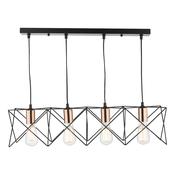 Midi 4 Light Bar Pendant Matt Black and Polished Copper Hanging Ceiling Light image