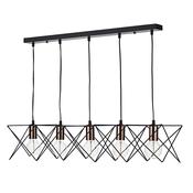 Midi 5 Light Bar Pendant Matt Black and Polished Copper Zig-Zag Shade Hanging Ceiling Light image