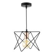 Midi Pendant Matt Black and Polished Copper Scandi Hanging Ceiling Light image