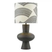Miho Resin Table Lamp Black with Cream Linen Cylinder Shade for Modern Home Decor image