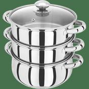 Judge 3 Tier Glass Lid Steamer Set 20cm Stainless Steel Multi-Level Cooking image