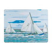 Denby Sailing Placemats Pack of 6 Cork Backed Coaster Set for Dining Table, Nautical Design, Wipe Clean Surface
