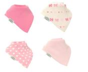 Ziggle 4pk Hearts and Bows Pink Bandana Bibs image