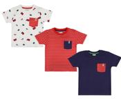 LILLY &amp;amp; SID ORGANIC COTTON 3PK ESSENTIALS T (TRANSPORT RED STRIPE AND NAVY) image