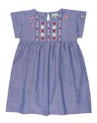 LILLY &amp;amp; SID ORGANIC COTTON EMBROIDERED YOKE DRESS - CHAMBRAY image
