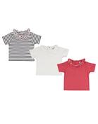 Lilly &amp;amp; Sid Organic Cotton 3PK ESSENTIALS COLLARED TOP (WHITE/PINK/STRIPE) image