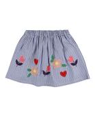 LILLY &amp;amp; SID ORGANIC COTTON APPLIQUE HEM SKIRT - BLUE STRIPE image