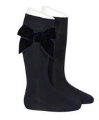 CONDOR Navy Knee High Velvet Bow Sock - 480 image