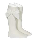 CONDOR Beige Knee High Velvet Bow Sock - 303 image