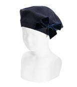 Condor Beret With Velvet Bow Navy - 480 image