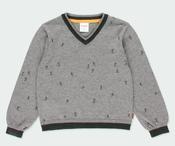 Boboli Grey Pullover With Green Trim image