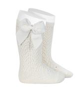 CONDOR PERLE OPENWORK KNEE  HIGH SOCKS CREAM - 202 image