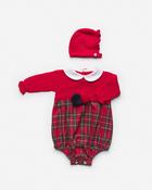 Juliana Red Knit &amp;amp; Tartan Romper Set image