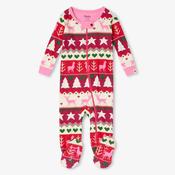 Hatley Holiday Fair Isle Organic Cotton Footed Overall image