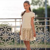 Patachou Beige &amp;amp; Gold Check Dress image