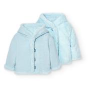 Boboli Reversible Knit Fur Jacket - Sky Blue image
