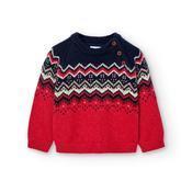 Boboli Round Neck Knit Sweater - Ruby image