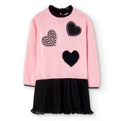 Boboli Pink Heart Combined Knitted Dress image