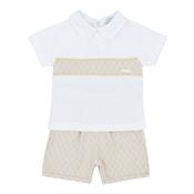 Blues Baby Boys Beige and White Short Set image