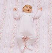 Emile et Rose -  Fern Pink Heart Embroidered Babygrow &amp;amp; Hat image