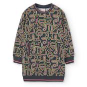 Boboli Printed Fleece Jumper Dress and Tights Set image